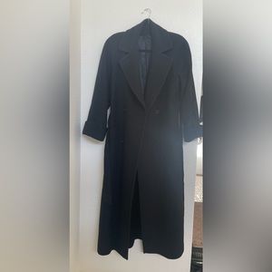 Nordstrom Women's Size 4 Black Camel Hair Long Lined Trench Coat